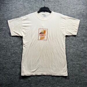 Vintage Delphi Greece Embroidered Graphic T-Shirt Cream Mens Large